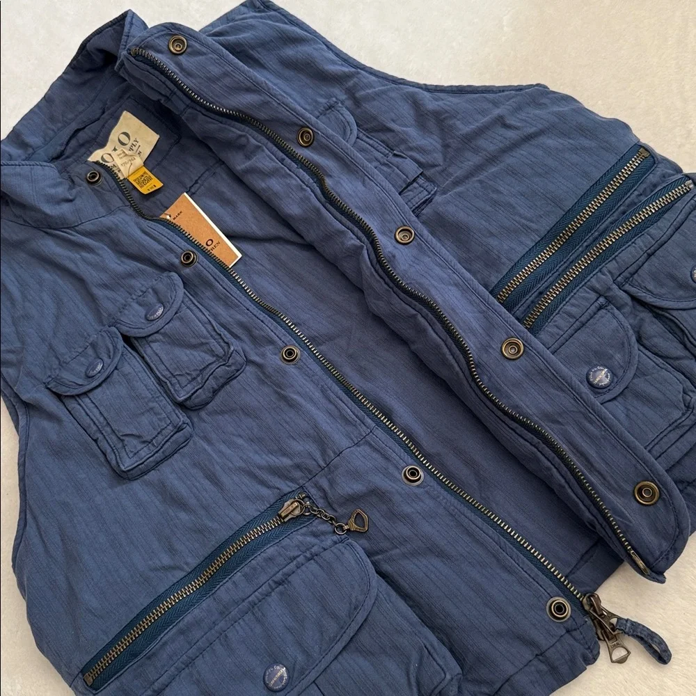 {NWT} Denim & Supply by Polo Ralph Lauren | Cotton Silk Utility Vest Blue (L) - Picture 4 of 16